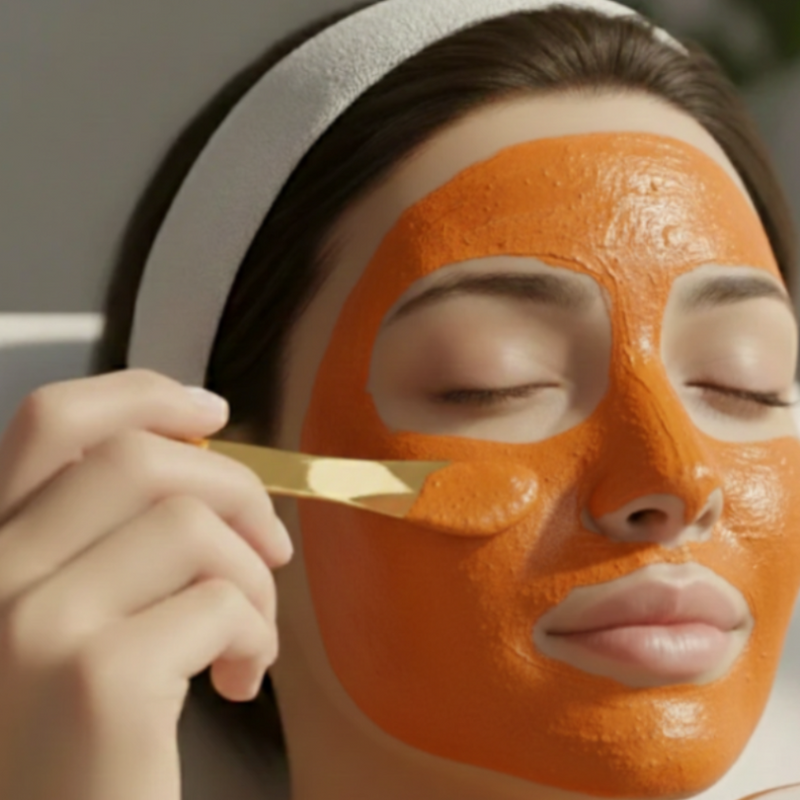 Jaysrii Dew nourishing mask in its freshly mixed form being applied with a brush.